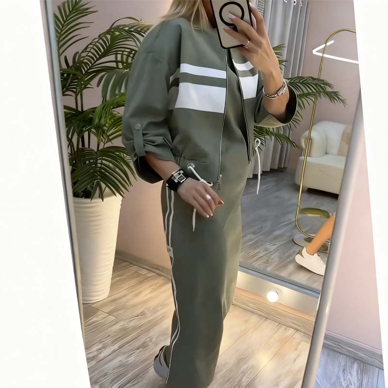 ⏳Offre spéciale à durée limitée⏰✨ Ensemble Femme Élégant – Veste & Robe à Col Montant 👗🧥