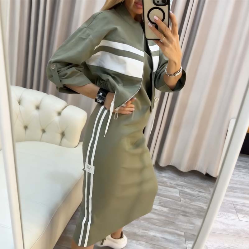 ⏳Offre spéciale à durée limitée⏰✨ Ensemble Femme Élégant – Veste & Robe à Col Montant 👗🧥
