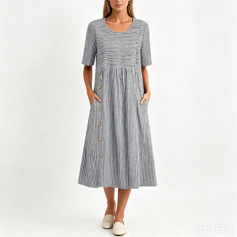 Robe décontractée rayée à coupe ample pour femme