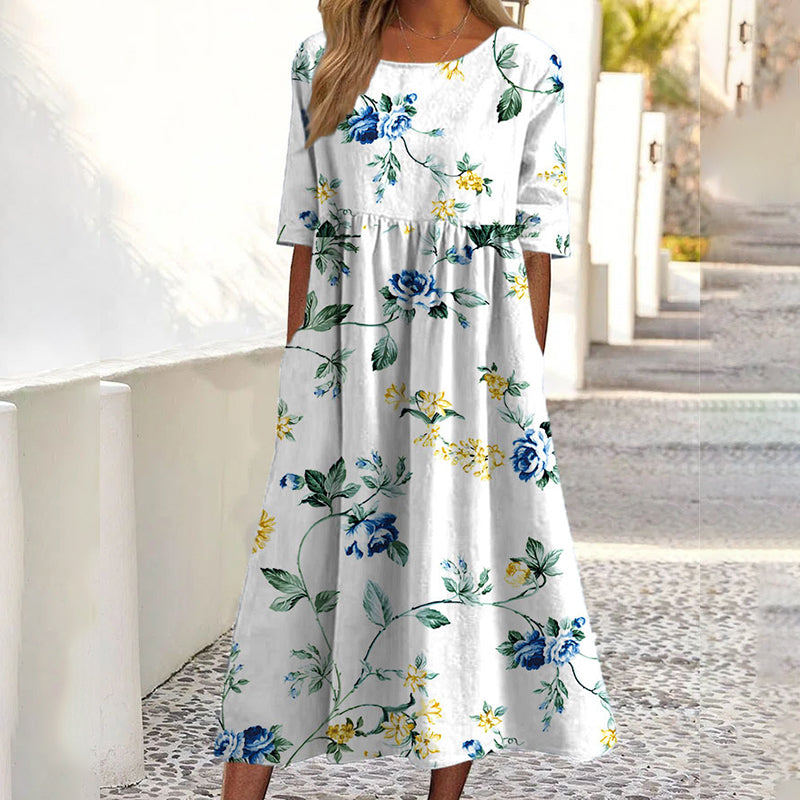 ✨Promotion exceptionnelle : 50 % de réduction 👗 Robe imprimée à manches courtes pour femme, avec poches