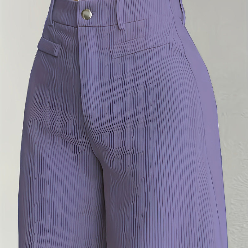 Pantalon large en velours côtelé à taille haute pour femme