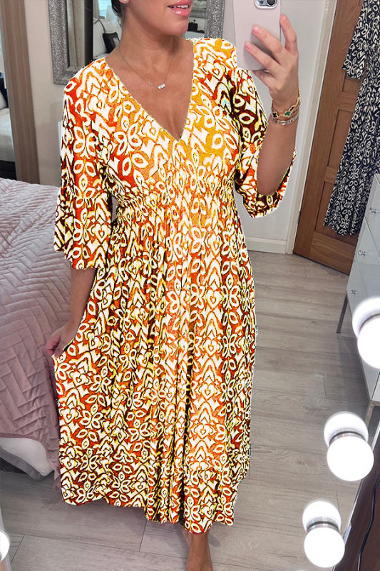 š„Rabais saisonnier de 50%š„Robe Ć fleurs Ć col en V
