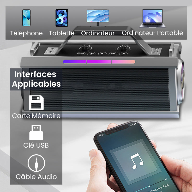 Enceinte Karaoké Bluetooth 200W avec microphone sans fil