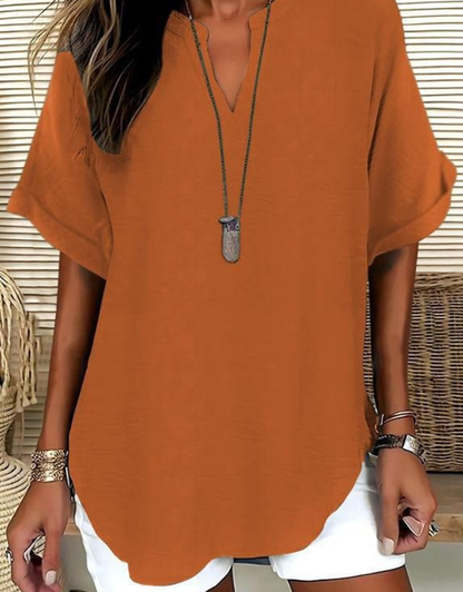 👕 50% DE RÉDUCTION! 🌸 Top Ample Uni à Manches Courtes – Tissu Léger, Coupe Décontractée & Polyvalent ✨