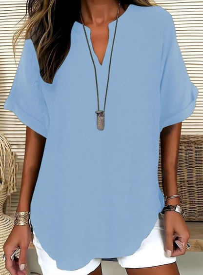 👕 50% DE RÉDUCTION! 🌸 Top Ample Uni à Manches Courtes – Tissu Léger, Coupe Décontractée & Polyvalent ✨