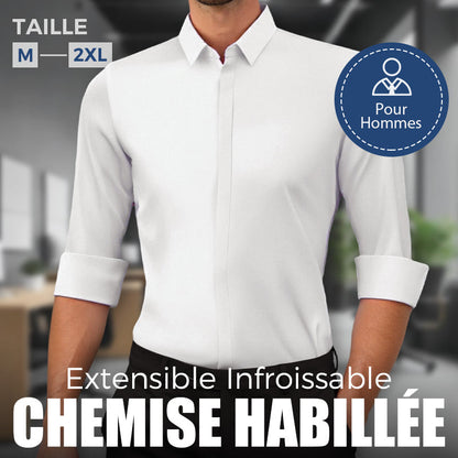 Chemise Habillée Extensible Infroissable pour Hommes🔥【Aucun repassage requis】🔥