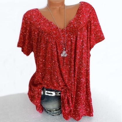💎 46% DE RÉDUCTION ! 💎💃T-Shirt d’Été à Col V pour Femmes – Imprimé Floral, Coupe Fluide & Tissu Doux Respirant 🌸👚