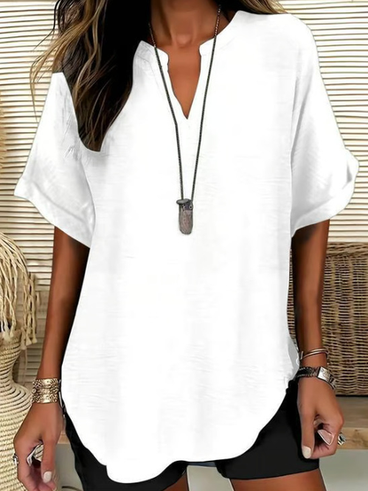 👕 50% DE RÉDUCTION! 🌸 Top Ample Uni à Manches Courtes – Tissu Léger, Coupe Décontractée & Polyvalent ✨
