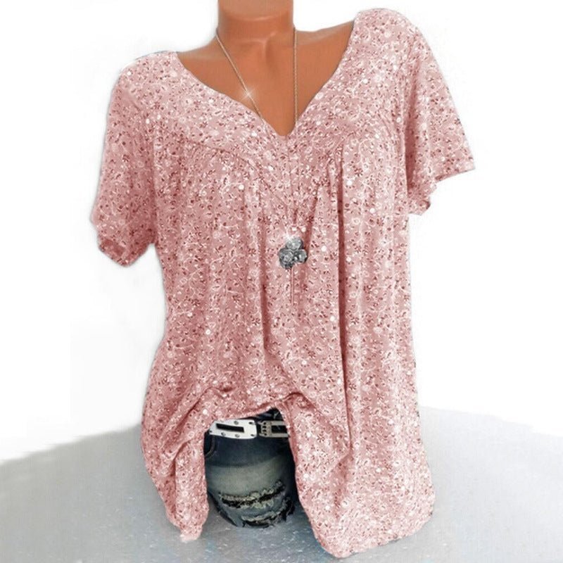 💎 46% DE RÉDUCTION ! 💎💃T-Shirt d’Été à Col V pour Femmes – Imprimé Floral, Coupe Fluide & Tissu Doux Respirant 🌸👚