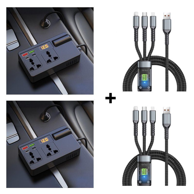 ⚡🔋Portable Car Inverter 12V/24V to 220V with Digital Display