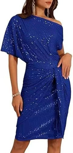 💃✨ ROBE À VOLANTS SCINTILLANTE - Une partie des épaules avec des paillettes, élégante pour les tenues de soirée et les occasions spéciales 🌟