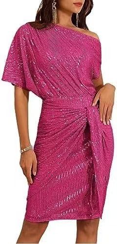 💃✨ ROBE À VOLANTS SCINTILLANTE - Une partie des épaules avec des paillettes, élégante pour les tenues de soirée et les occasions spéciales 🌟