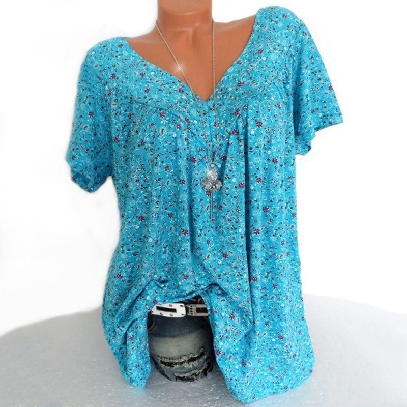 💎 46% DE RÉDUCTION ! 💎💃T-Shirt d’Été à Col V pour Femmes – Imprimé Floral, Coupe Fluide & Tissu Doux Respirant 🌸👚
