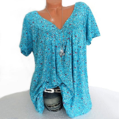 💎 46% DE RÉDUCTION ! 💎💃T-Shirt d’Été à Col V pour Femmes – Imprimé Floral, Coupe Fluide & Tissu Doux Respirant 🌸👚