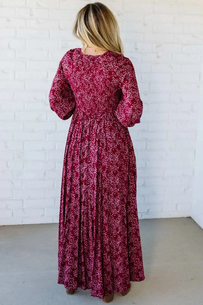 💎 Robe Longue à Fleurs en Rayonne – Taille Smockée, Doublure Intégrale & Poches Cachées 🌸👗
