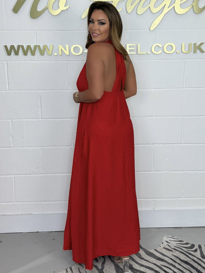 Robe longue fluide à dos en T pour femmes