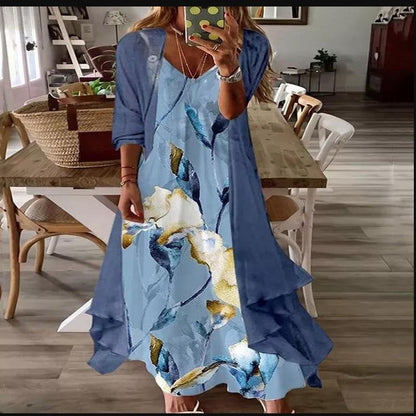 Robe longue à imprimé floral en deux pièces