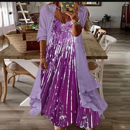 Robe longue à imprimé floral en deux pièces