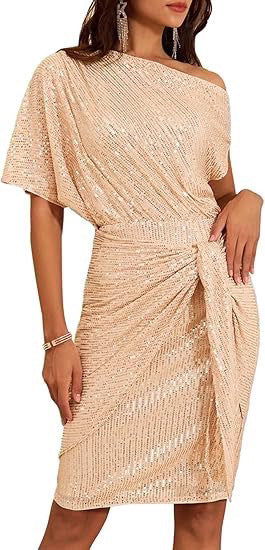 💃✨ ROBE À VOLANTS SCINTILLANTE - Une partie des épaules avec des paillettes, élégante pour les tenues de soirée et les occasions spéciales 🌟