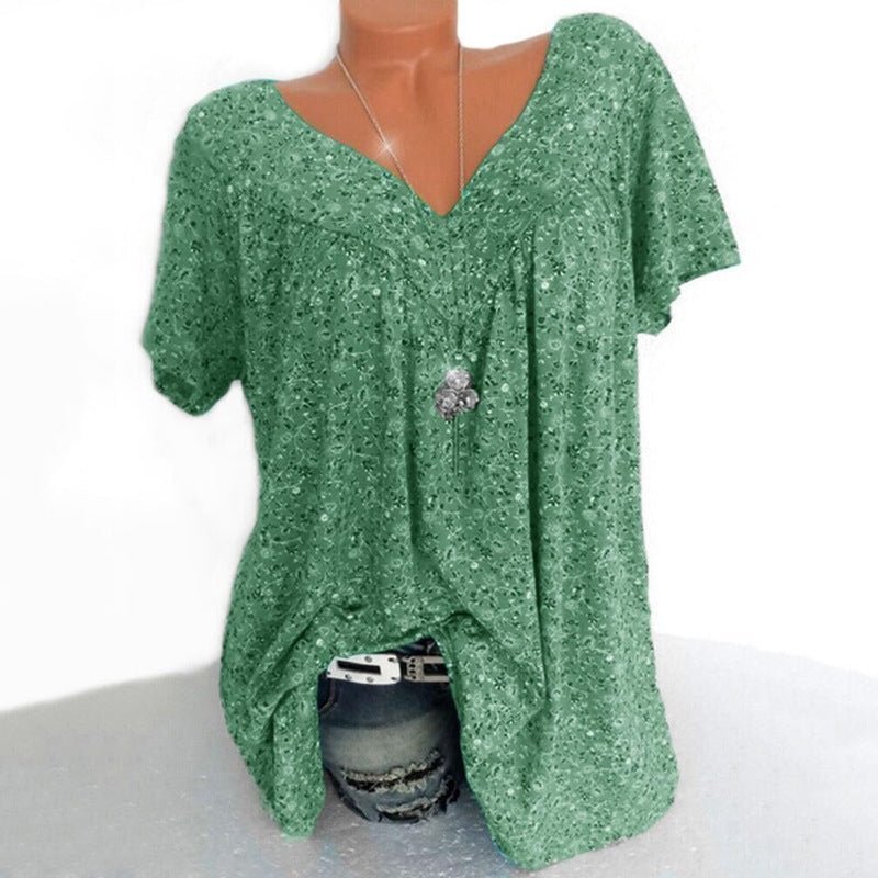 💎 46% DE RÉDUCTION ! 💎💃T-Shirt d’Été à Col V pour Femmes – Imprimé Floral, Coupe Fluide & Tissu Doux Respirant 🌸👚