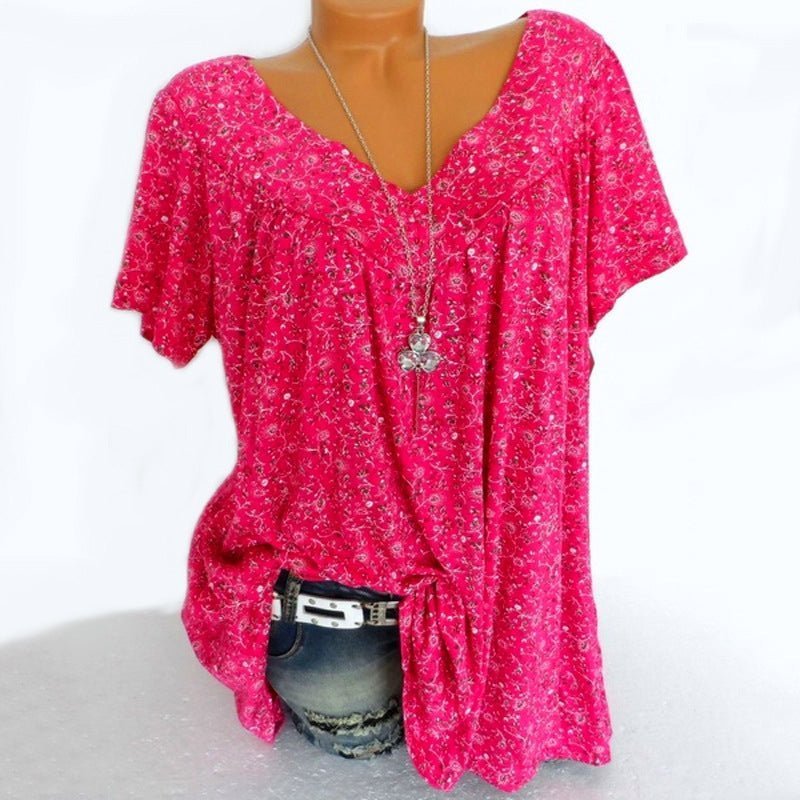 💎 46% DE RÉDUCTION ! 💎💃T-Shirt d’Été à Col V pour Femmes – Imprimé Floral, Coupe Fluide & Tissu Doux Respirant 🌸👚