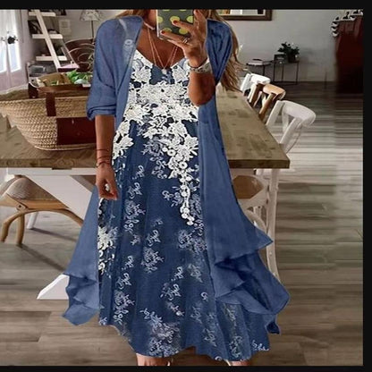 Robe longue à imprimé floral en deux pièces