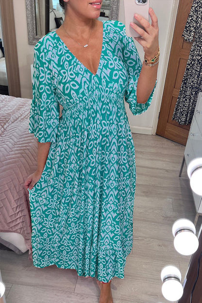 🔥Rabais saisonnier de 50%🔥Robe à fleurs à col en V
