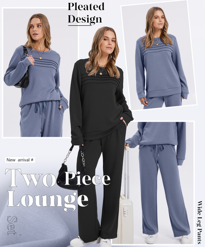 📢🔥Achetez 2 livraison gratuite⏰ Ensemble Femme Confort – Haut ras du cou + pantalon à cordon ajustable 👕👖 | Doux, respirant & ultra-polyvalent ✨