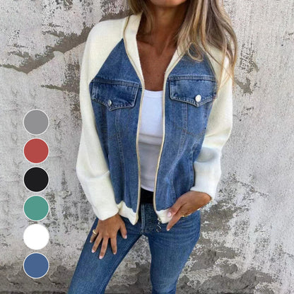 🔥 Promotion de Printemps : -50% 🔥 Veste en denim à fermeture éclair pour femmes