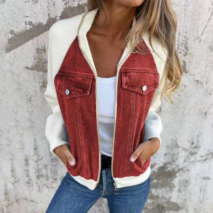 🔥 Promotion de Printemps : -50% 🔥 Veste en denim à fermeture éclair pour femmes