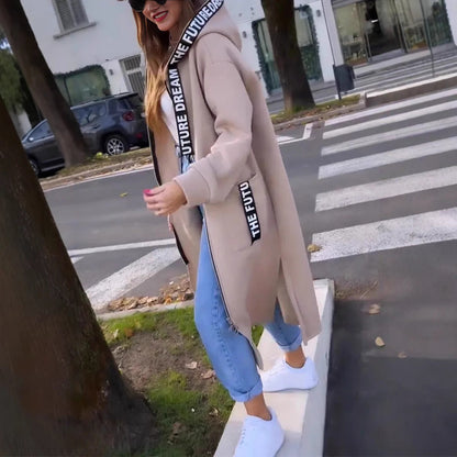 💖New Arrival Hot Sale 🔥Veste longue décontractée à capuche de couleur unie pour femme💥Remise à durée limitée de 56 %⏳