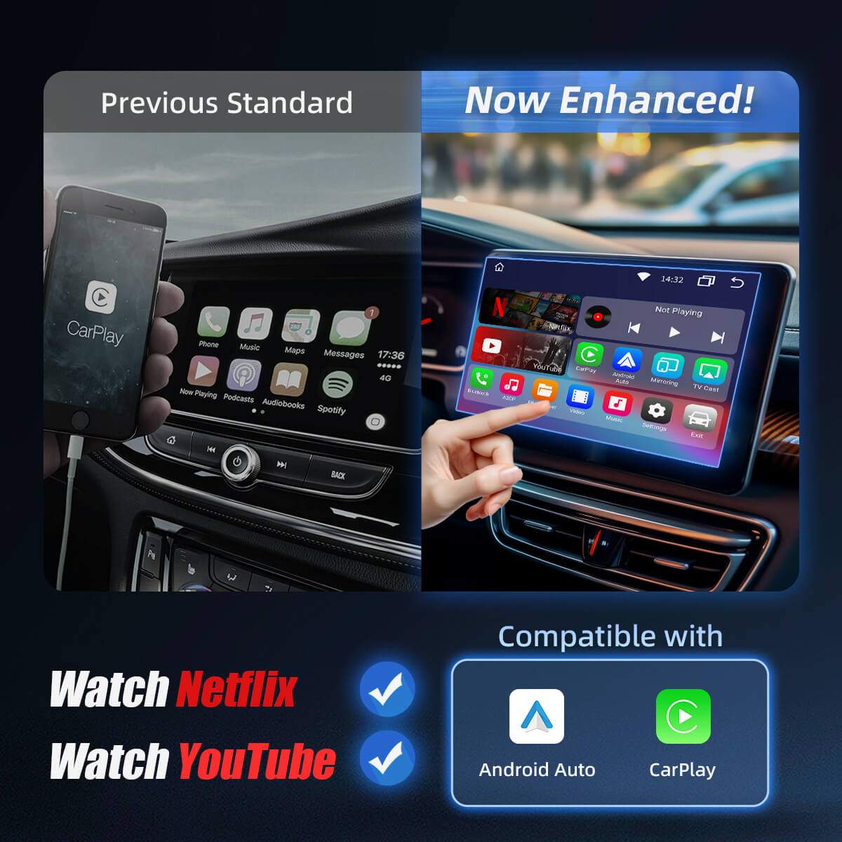 Drahtloses CarPlayAndroid Auto & YoutubeNetflix Adapter