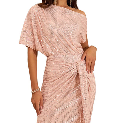💃Soldes du dernier jour -60% DE RÉDUCTION🎉Robe plissée étincelante à une épaule✨