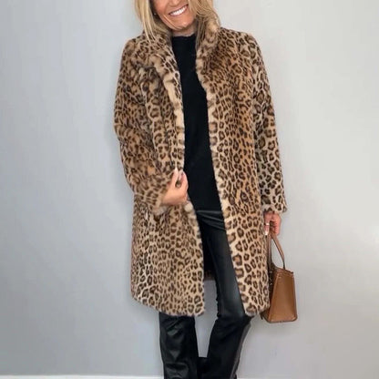 💕HOT SALE 💕Veste mi-longue à imprimé léopard pour femmes