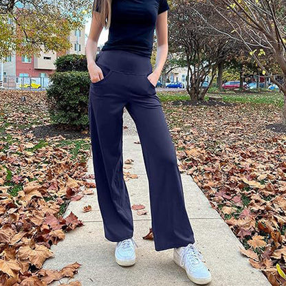 Pantalon large élastique taille haute pour femme - super extensible