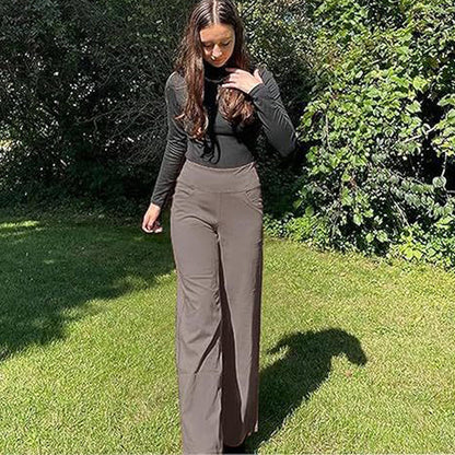 Pantalon large élastique taille haute pour femme - super extensible