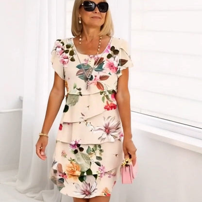 🔥Jusqu'à 50 % de réduction!✨️Robe en cascade à imprimé floral multi-végétal