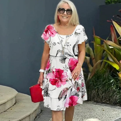 🔥Jusqu'à 50 % de réduction!✨️Robe en cascade à imprimé floral multi-végétal
