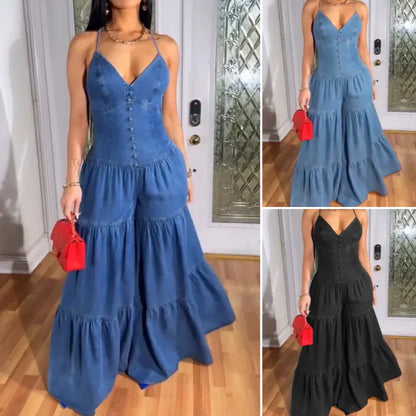 Combinaison dos nu sexy à col en V pour femme