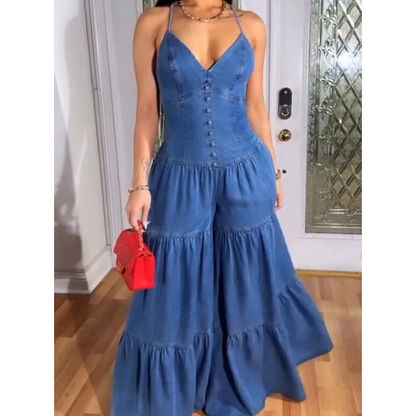 Combinaison dos nu sexy à col en V pour femme