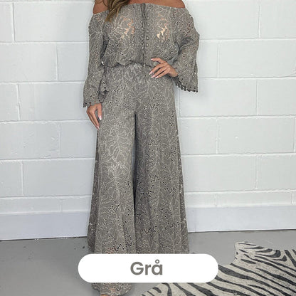 🔥Vente à chaud - 49 % de réduction🔥Ensemble deux pièces femme : haut en dentelle + pantalon large