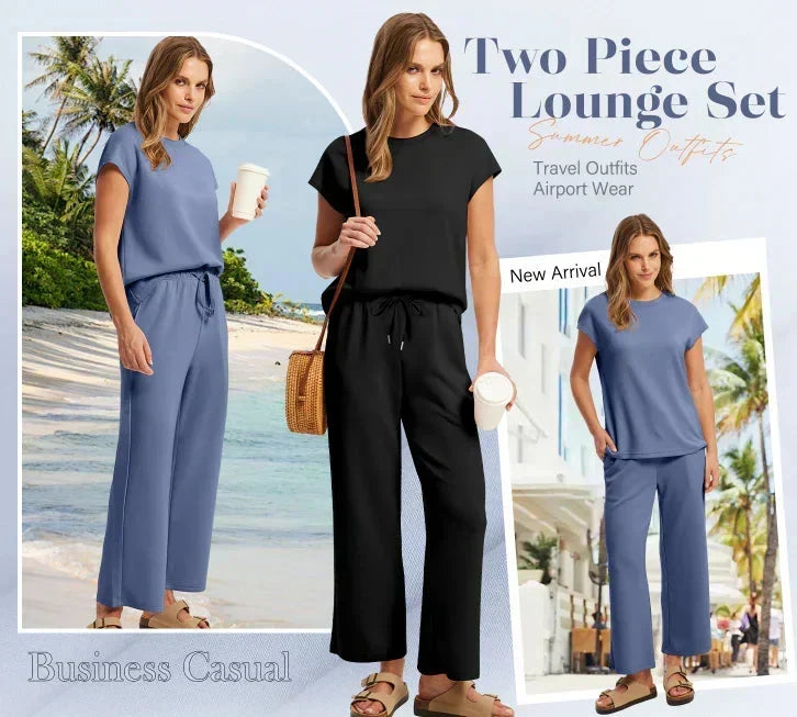 🌺 Promotion exceptionnelle : 49 % de réduction 🌺 Nouvel ensemble 2 pièces pour femme : haut sans manches et pantalon à jambes larges