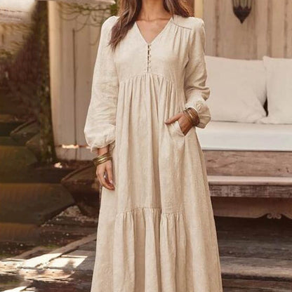 Robes décontractées, polyvalentes et amples à col en V pour femmes