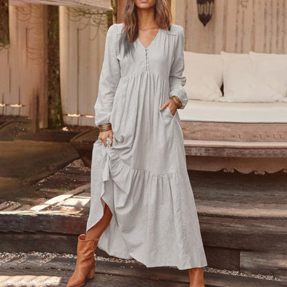 Robes décontractées, polyvalentes et amples à col en V pour femmes