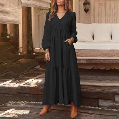 Robes décontractées, polyvalentes et amples à col en V pour femmes