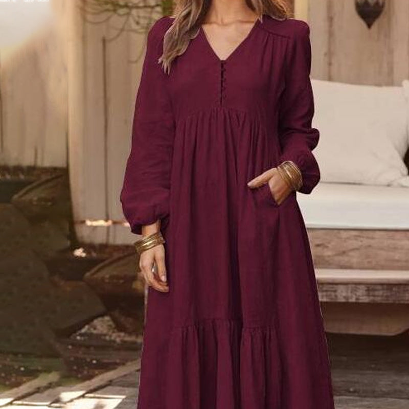 Robes décontractées, polyvalentes et amples à col en V pour femmes