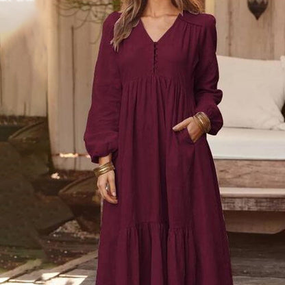 Robes décontractées, polyvalentes et amples à col en V pour femmes