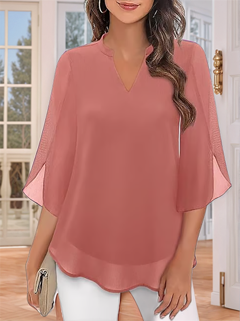 💖Chemise en mousseline à encolure en V