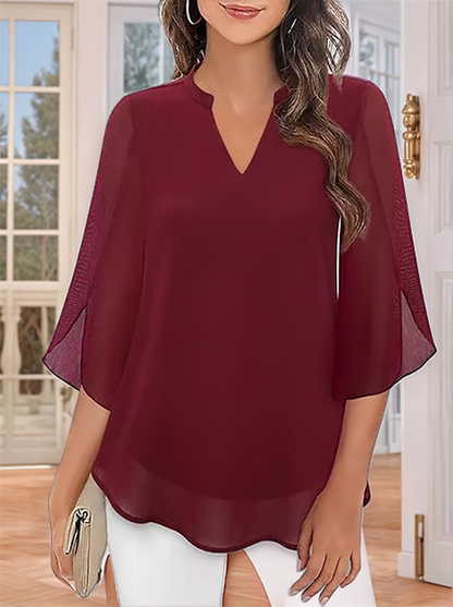 💖Chemise en mousseline à encolure en V