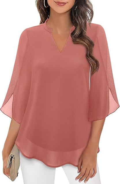 💖Chemise en mousseline à encolure en V